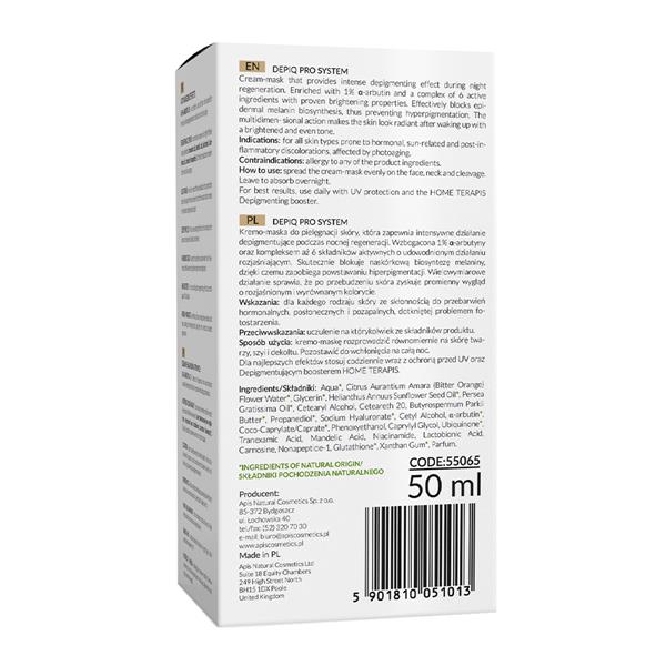 Apis Depiq Pro System Depigmenting night cream-mask with α-arbutin 1% | 50 ml - REGN