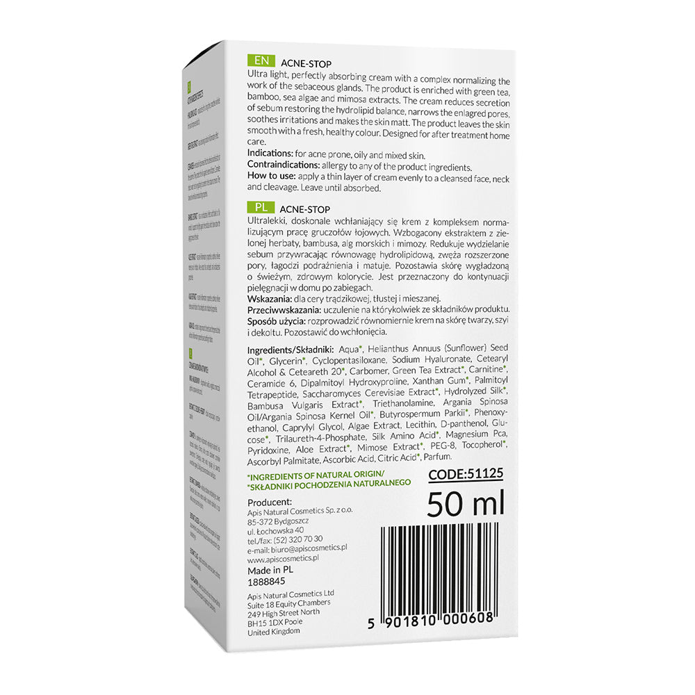 Apis Home terApis Acne-Stop Cream with Green Tea | 50ml - REGN