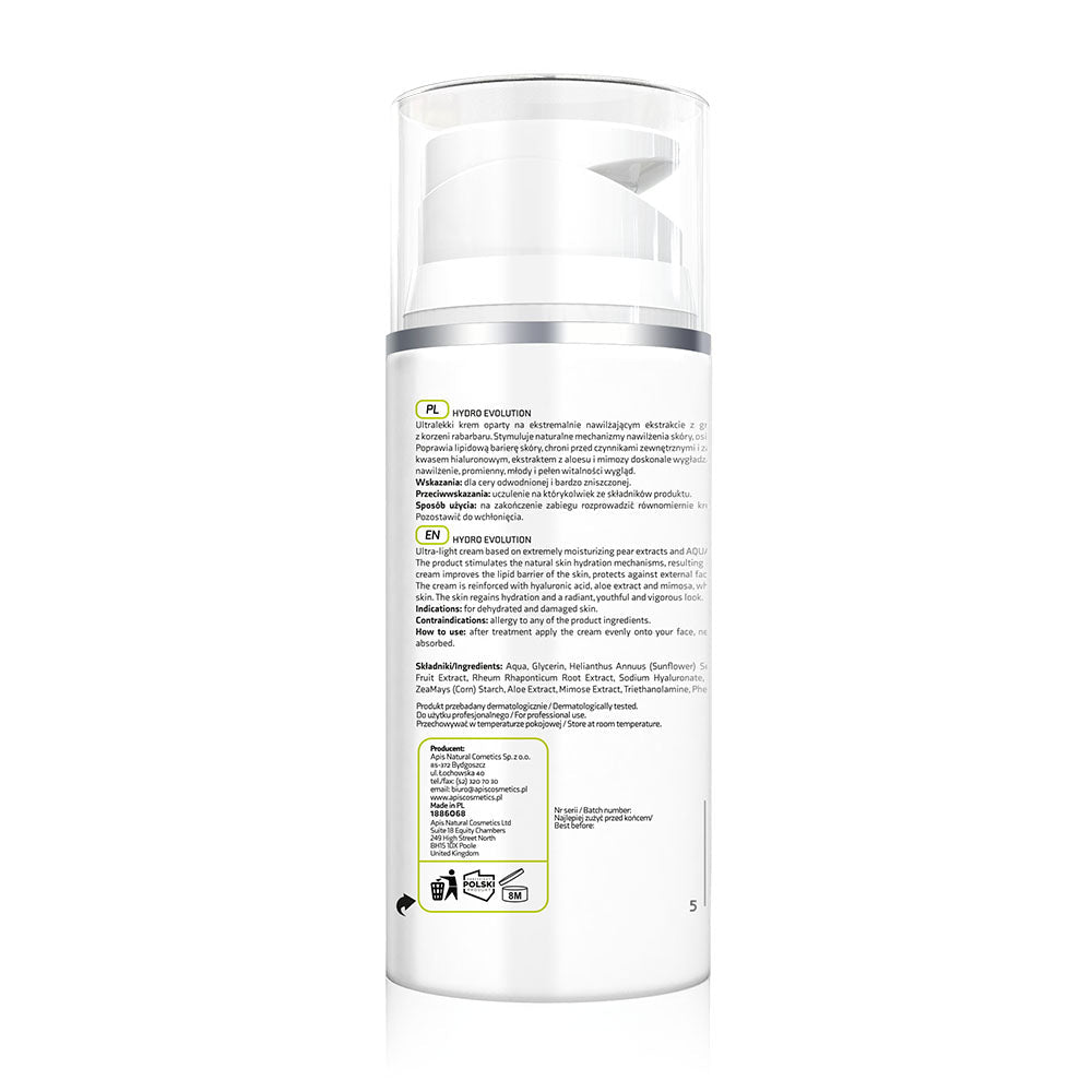Apis Hydro Evolution Ultra-Light Moisturising Face Cream with Pear and Rhubarb | 100ml - REGN