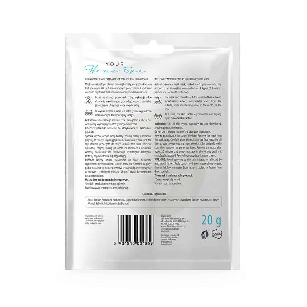 Apis Intensely Moisturising 4D Hyaluronic Sheet Mask | 20 g - REGN