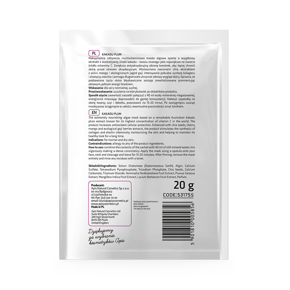 Apis Kakadu Plum Brightening Algae Mask with Chia Seeds | 20g - REGN
