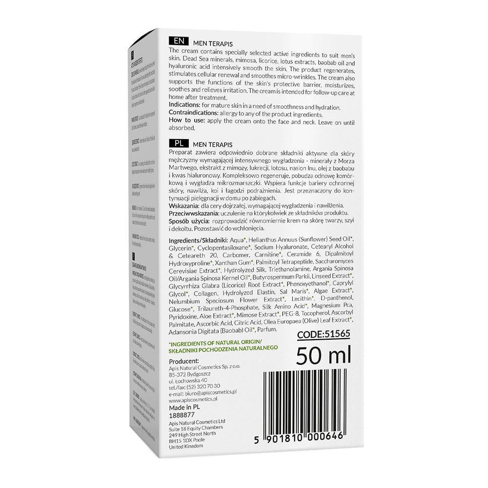 Apis MEN TERAPIS Smoothing Cream with Dead Sea Minerals | 50ml - REGN