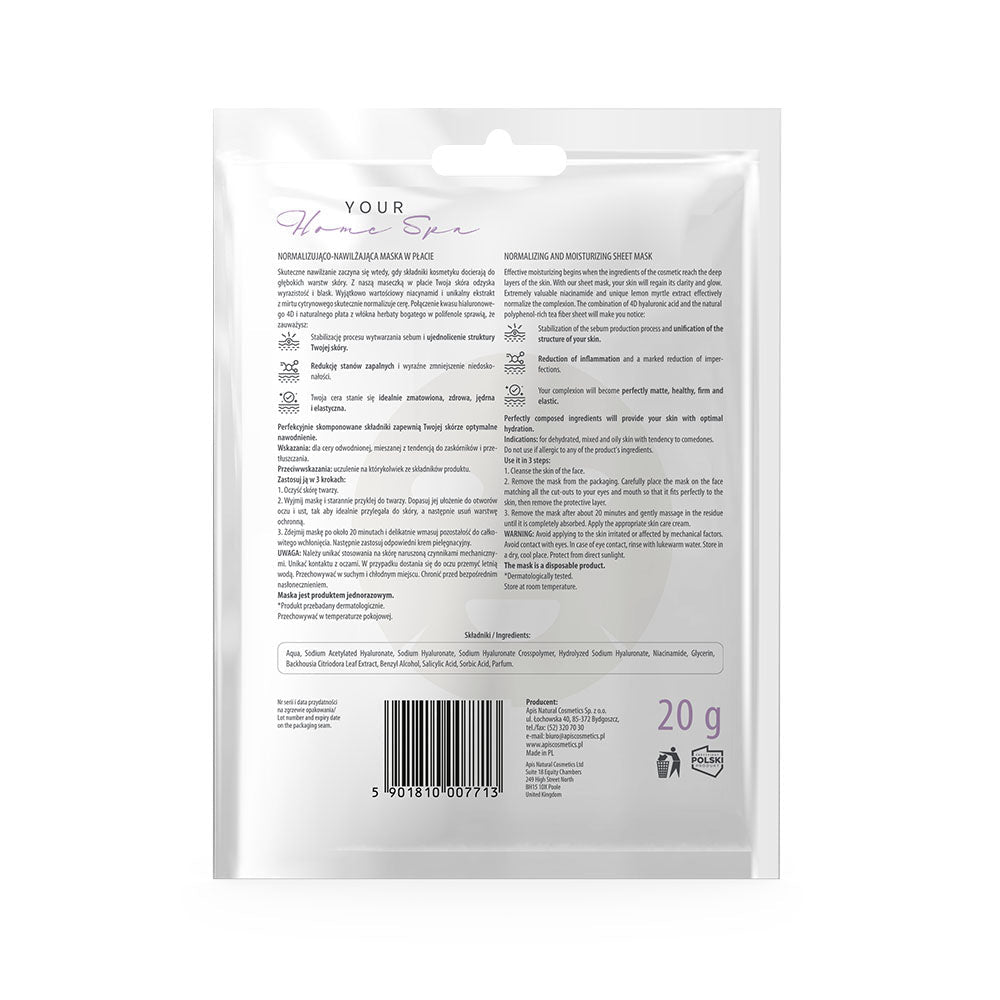 Apis Normalising & Moisturising Sheet Mask | 20 g - REGN