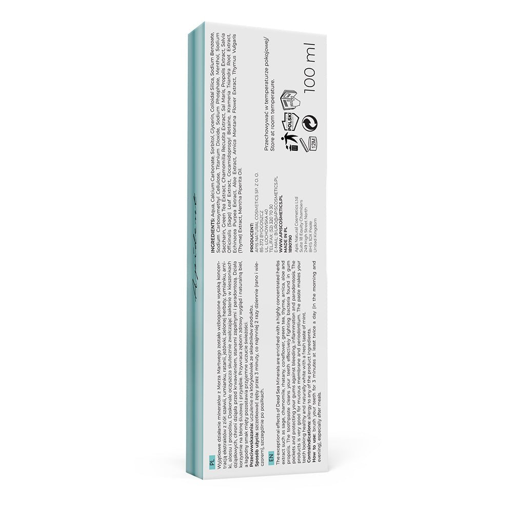 Apis Optima Apident toothpaste with Dead Sea minerals and fresh mint - deep cleansing and natural whitening | 100ml - REGN
