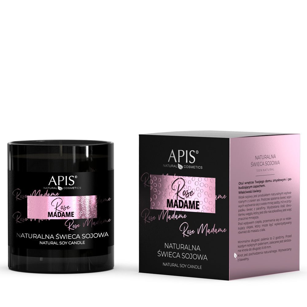 Apis Rose Madame Natural Soy Candle with Rose Fragrance | 220 g - REGN