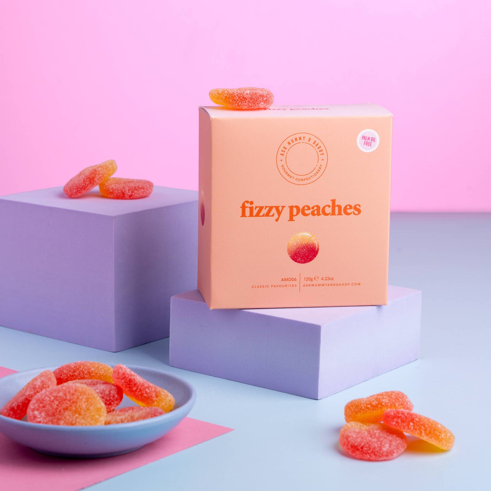 Ask Mummy & Daddy Fizzy Peaches Gift Box – Peach Flavoured Fizzy Sweets - REGN