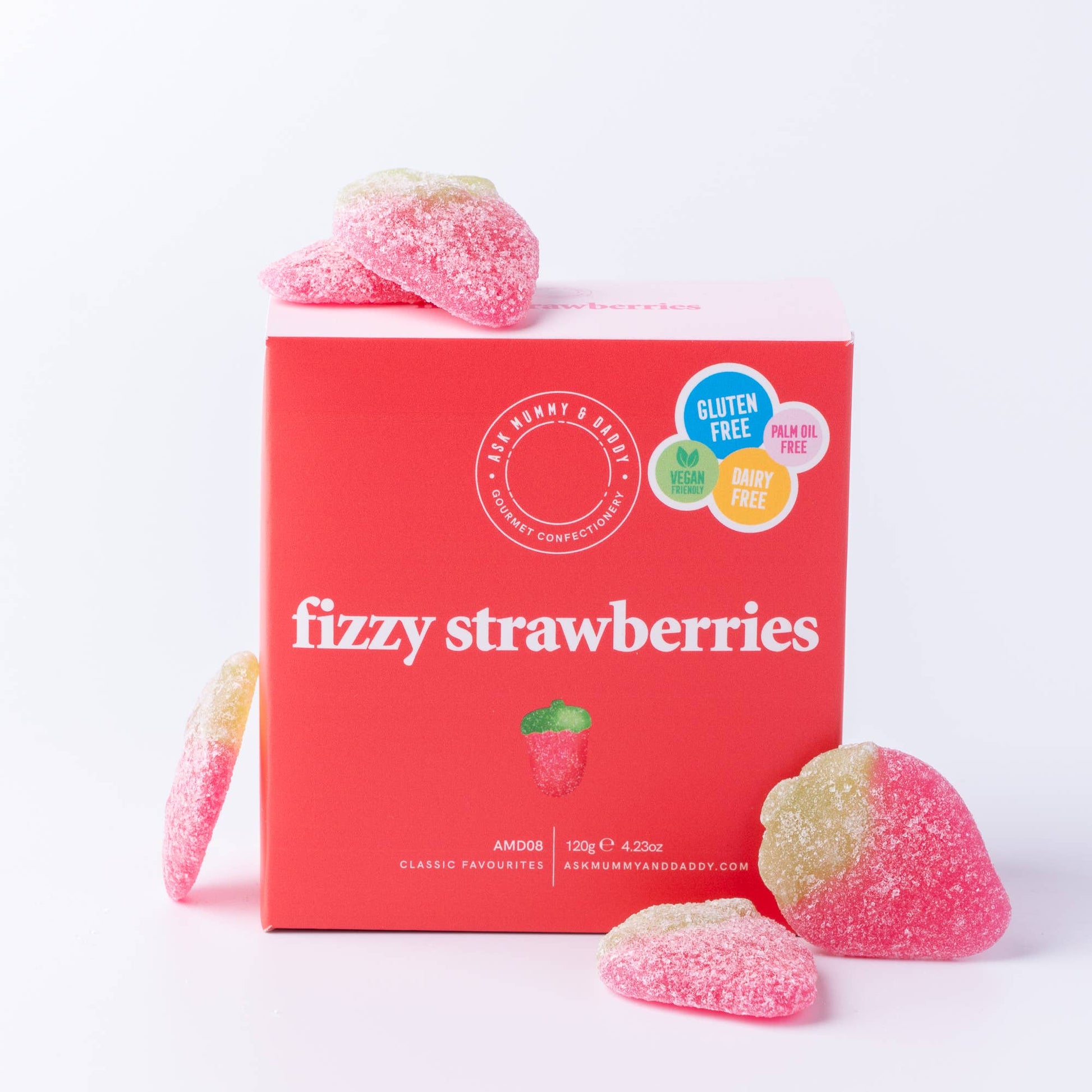 Ask Mummy & Daddy Fizzy Strawberries Gift Box – Strawberry Flavoured Fizzy Sweets - REGN