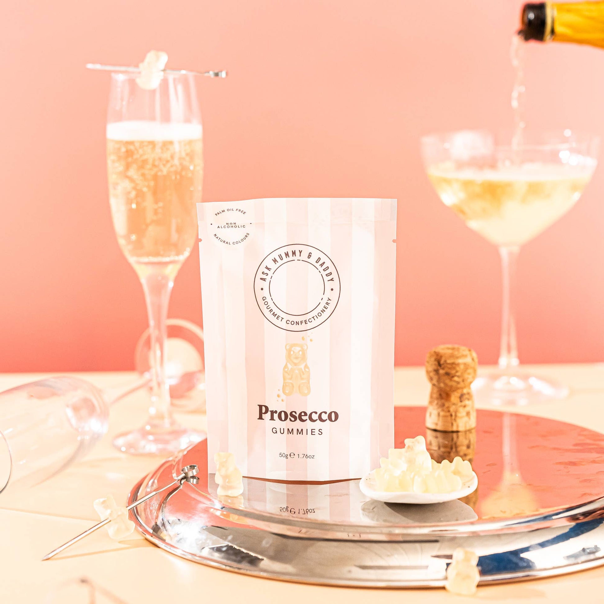 Ask Mummy & Daddy Prosecco Gummy Bears 50g Pouch – Prosecco Flavoured Gummies - REGN