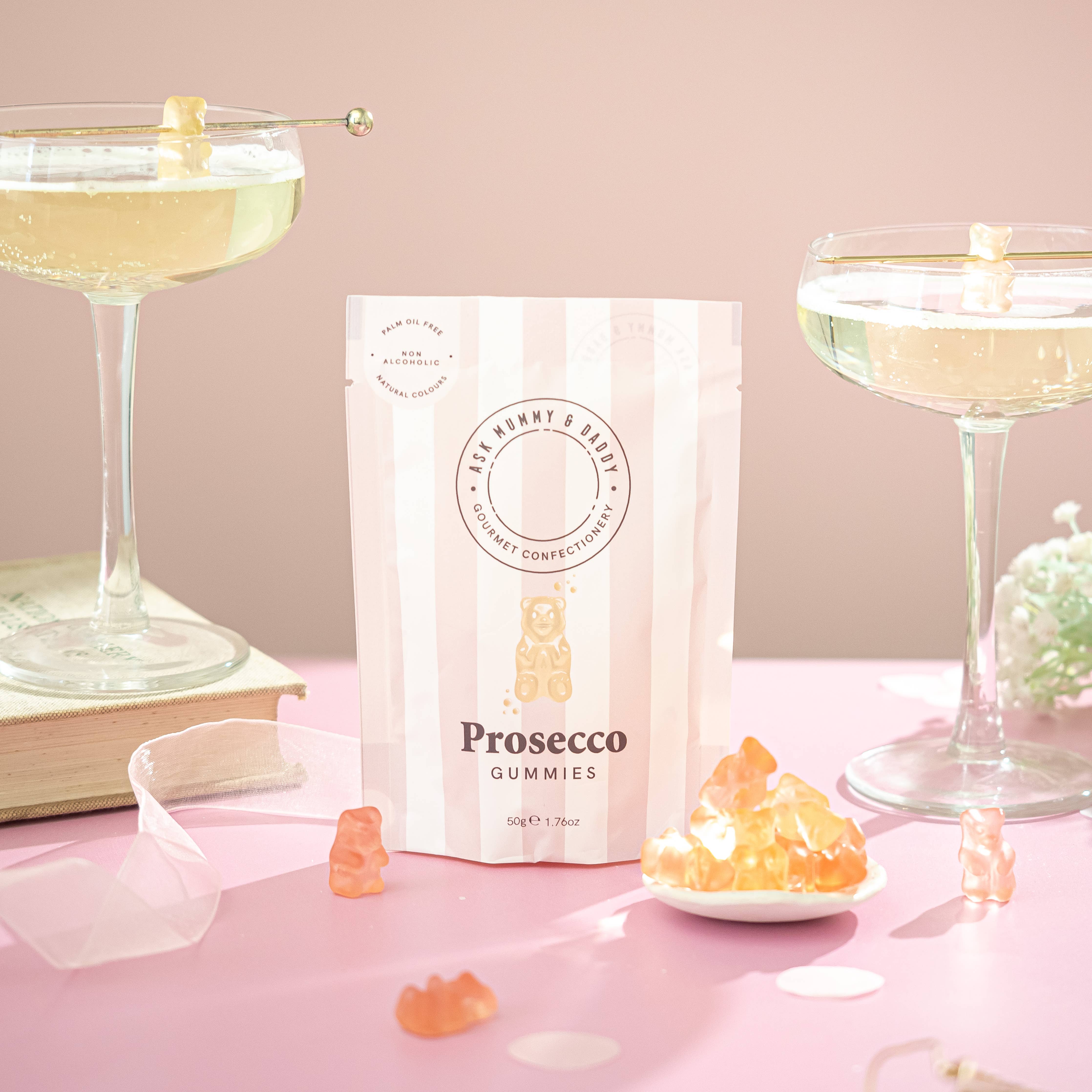 Ask Mummy & Daddy Prosecco Gummy Bears 50g Pouch – Prosecco Flavoured Gummies - REGN