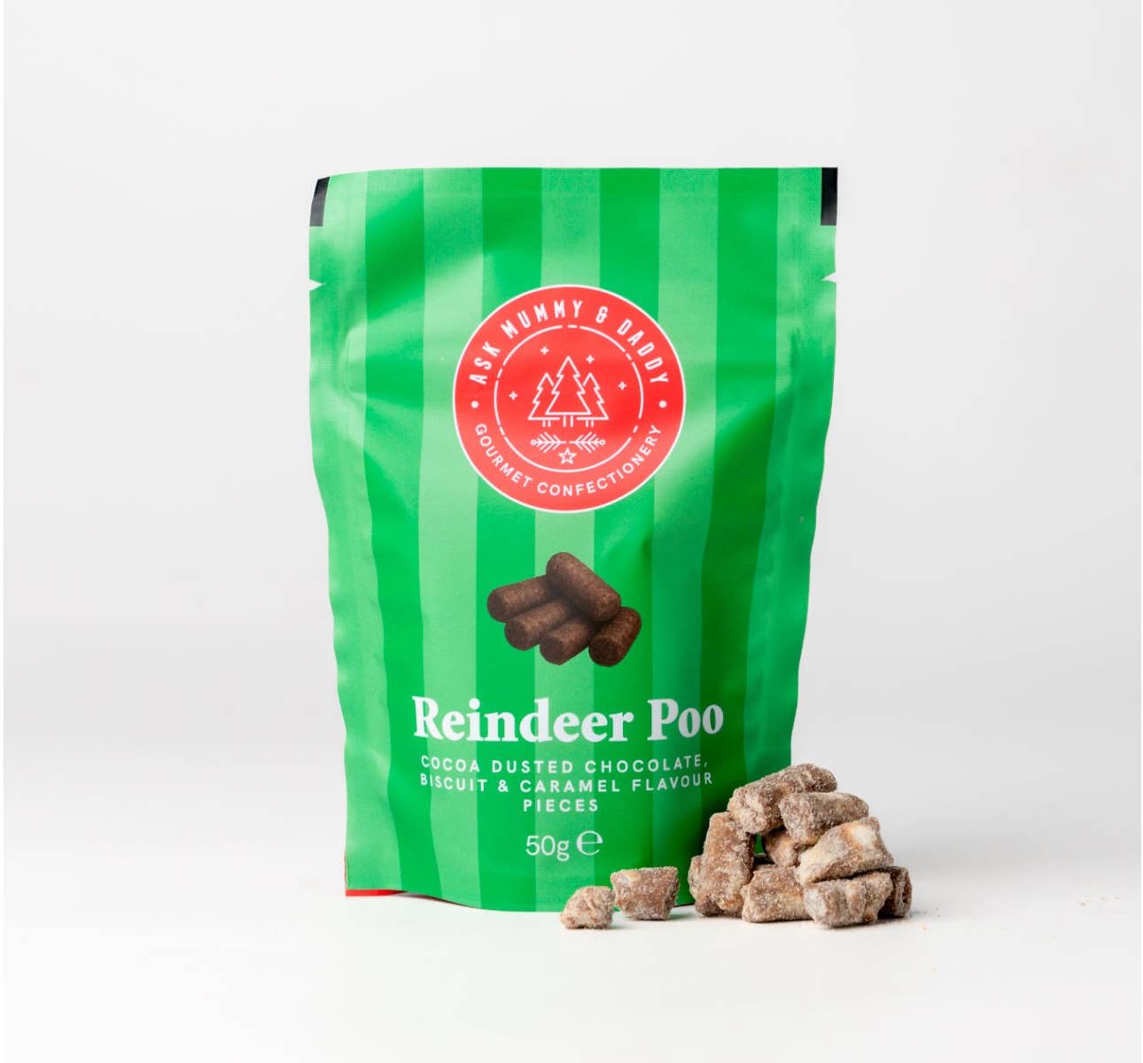 Ask Mummy & Daddy Reindeer Poo Pouch – Salted Caramel Chocolate Nibbles - REGN