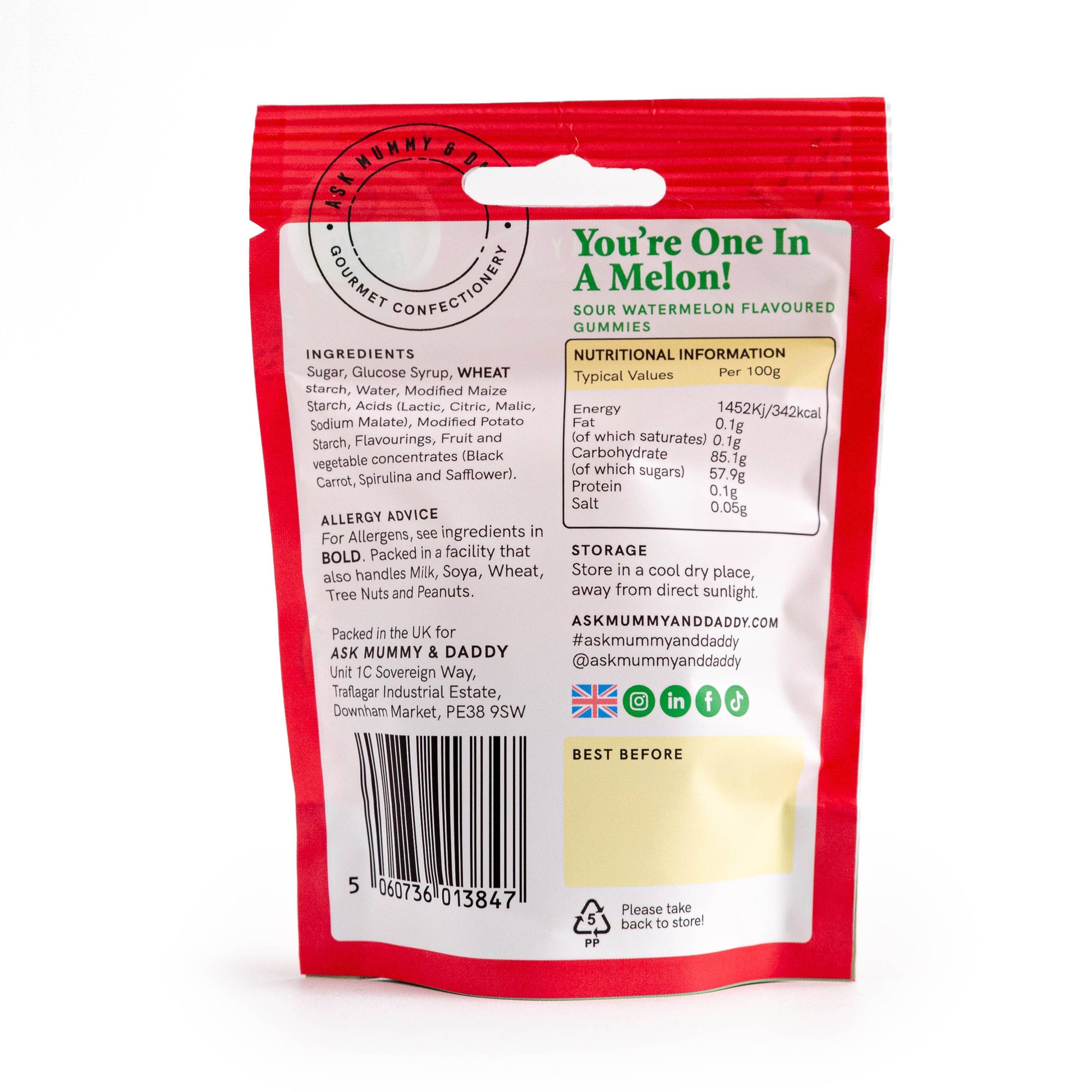 Ask Mummy & Daddy You're One In A Melon Gummies 50g Pouch – Melon Flavoured Vegan Sweets - REGN