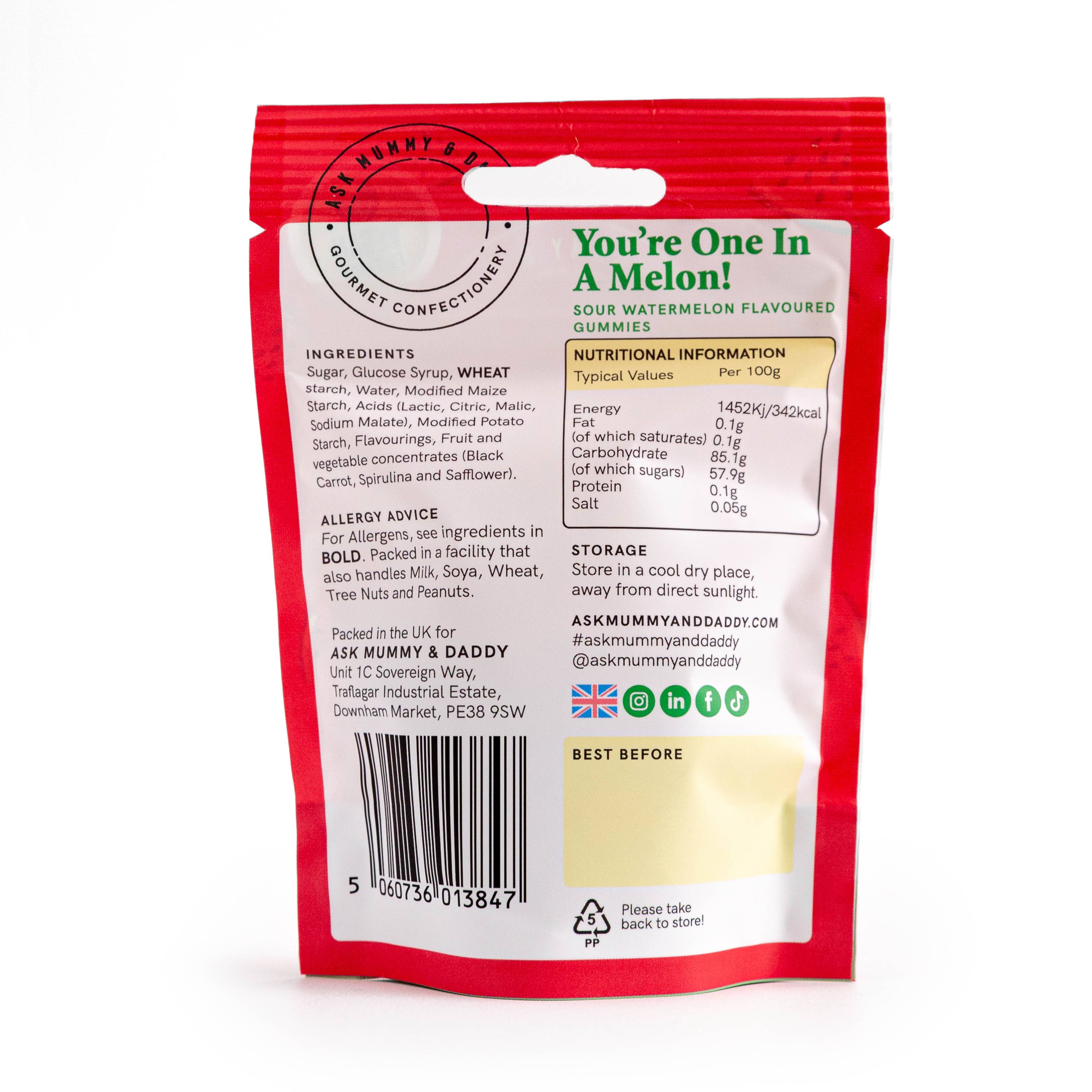 Ask Mummy & Daddy You're One In A Melon Gummies 50g Pouch – Melon Flavoured Vegan Sweets - REGN