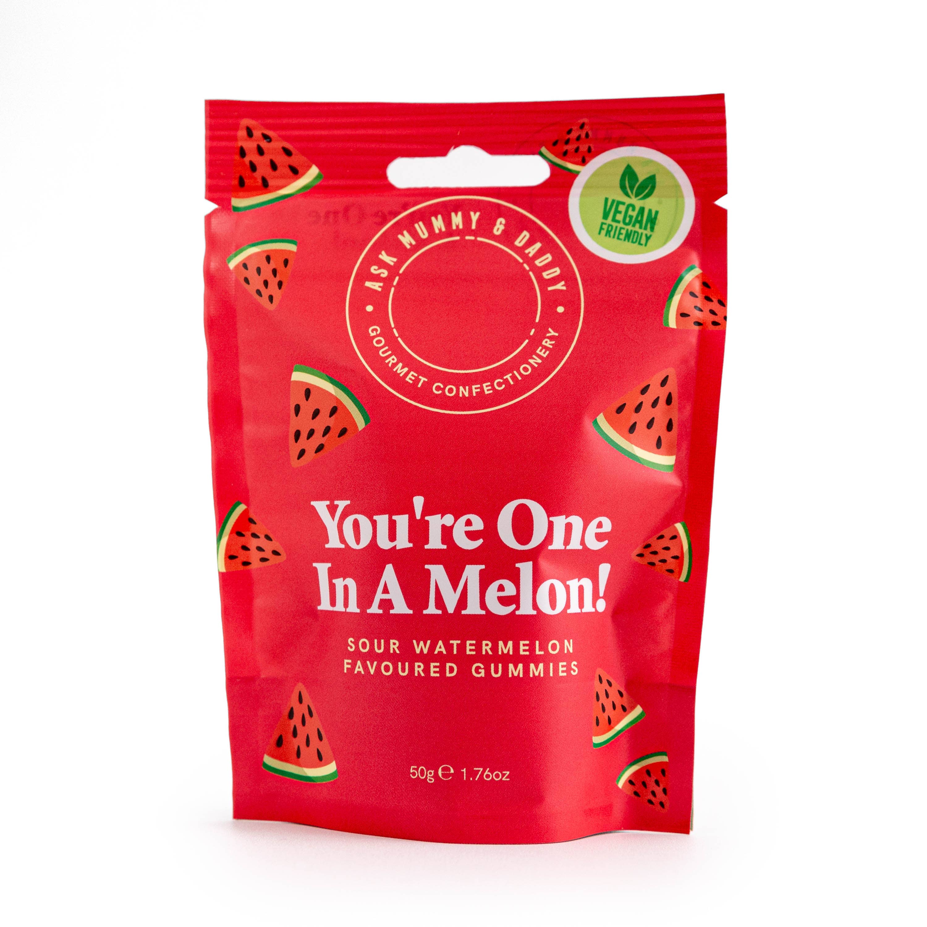 Ask Mummy & Daddy You're One In A Melon Gummies 50g Pouch – Melon Flavoured Vegan Sweets - REGN