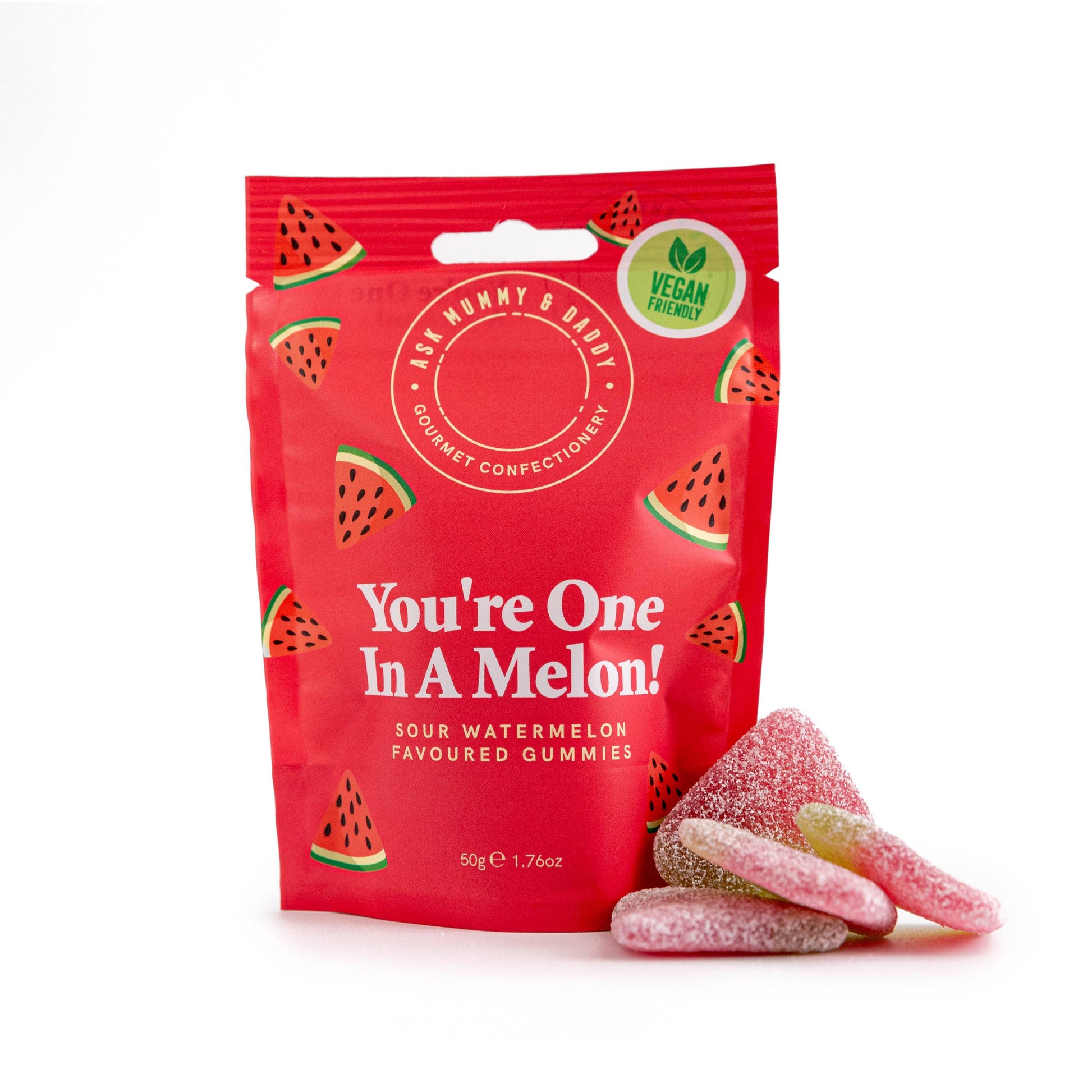Ask Mummy & Daddy You're One In A Melon Gummies 50g Pouch – Melon Flavoured Vegan Sweets - REGN