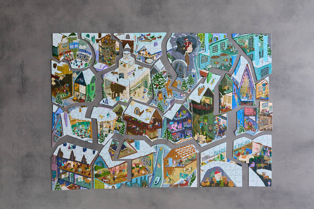 Elf Town Jigsaw Advent Calendar | 24 Days of Christmas Puzzles & Clues
