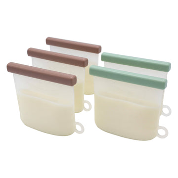 Silicone Breastmilk Storage Bags – Reusable, Leak-Proof (Pack of 5)
