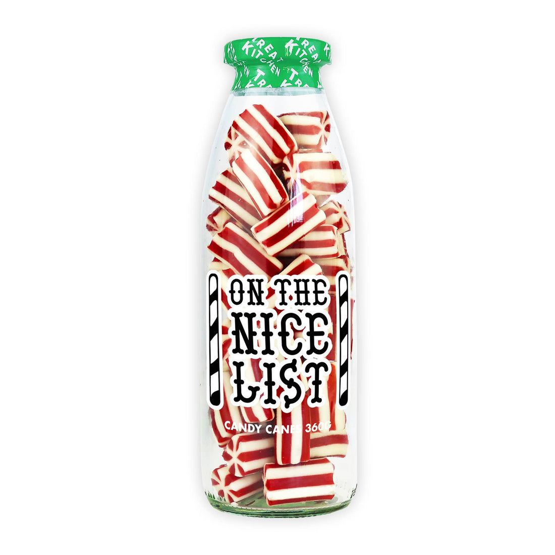 On The Nice List Sweet Bottle – Candy Cane Strawberry & Cream Gummies