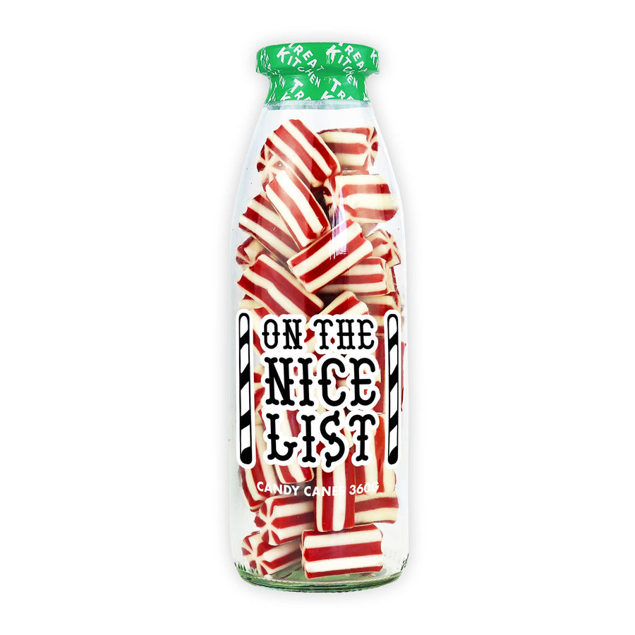 On The Nice List Sweet Bottle – Candy Cane Strawberry & Cream Gummies