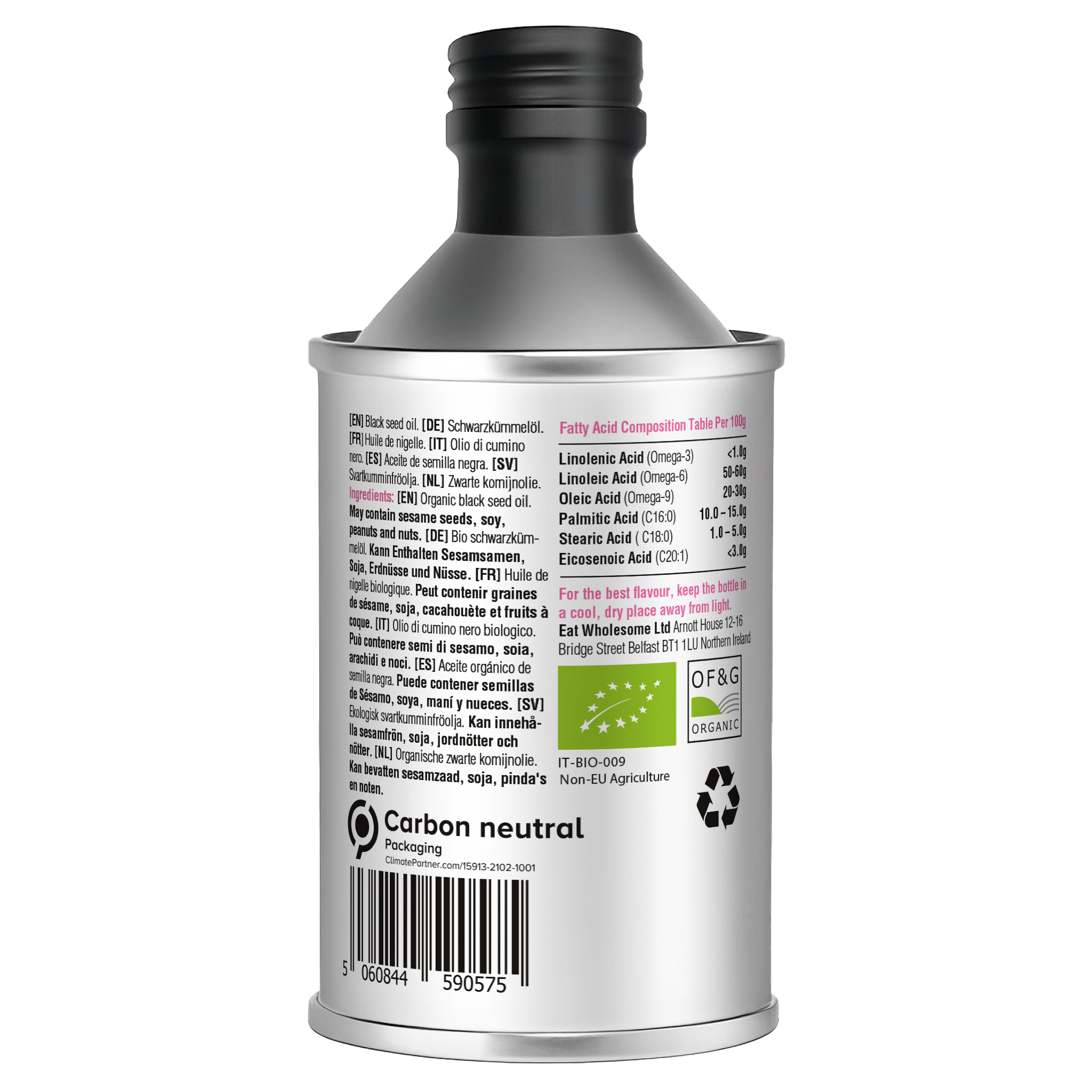 Eat Wholesome Organic Black Seed Oil 250ml | Cold-Pressed