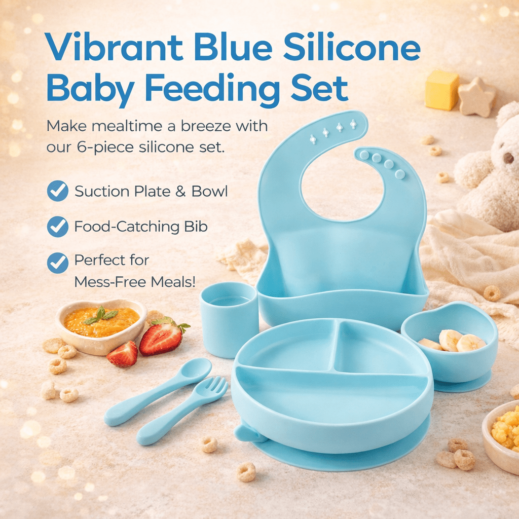 Baby Silicone Feeding Set 6pcs - Blue - REGN