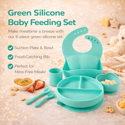 Baby Silicone Feeding Set 6pcs - Green - REGN