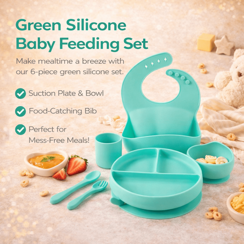 Baby Silicone Feeding Set 6pcs - Green - REGN
