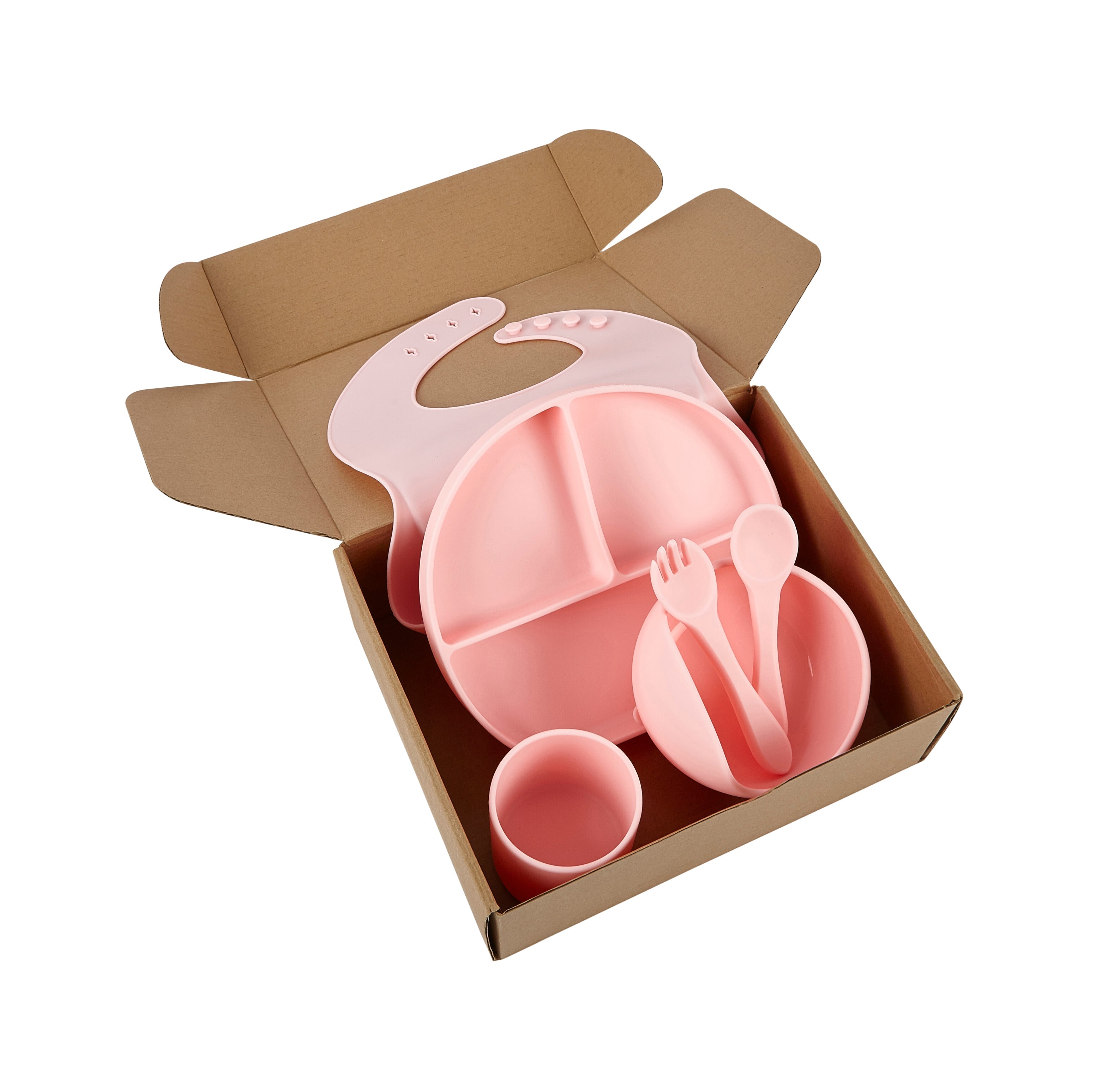 Baby Silicone Feeding Set 6pcs - Pink - REGN