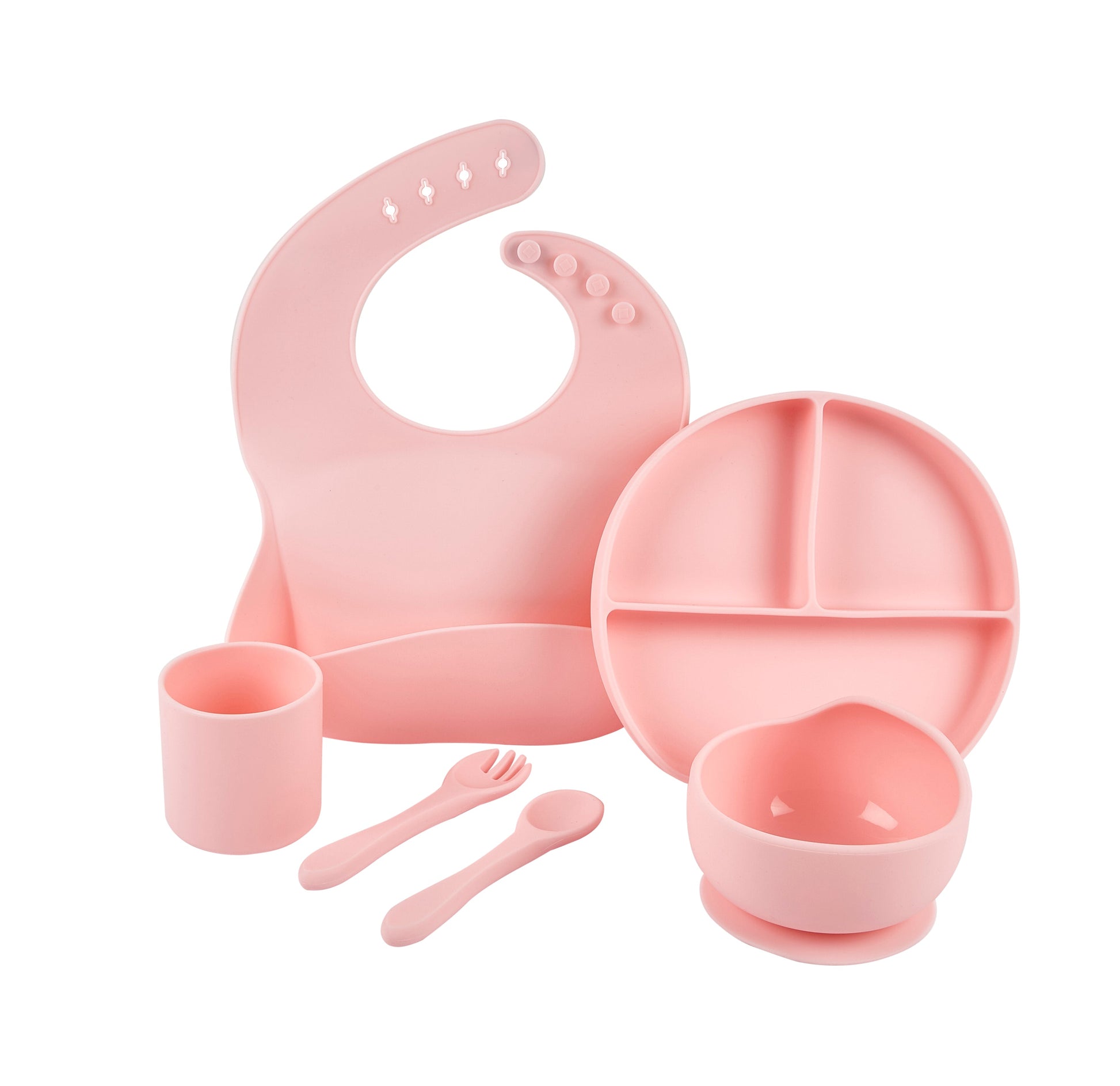 Baby Silicone Feeding Set 6pcs - Pink - REGN