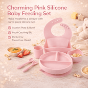 Baby Silicone Feeding Set 6pcs - Pink - REGN