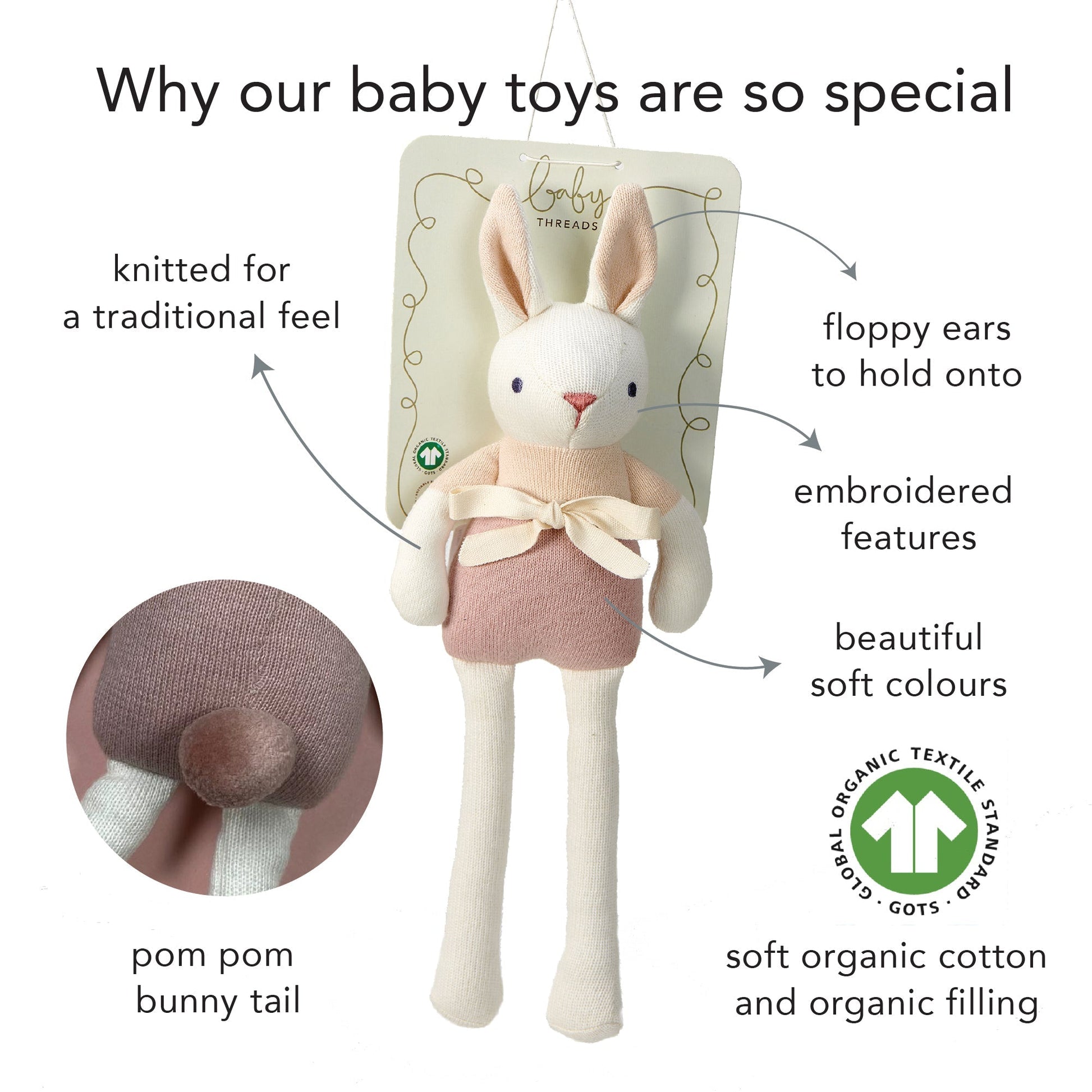 Baby Threads Cream Bunny Doll - REGN