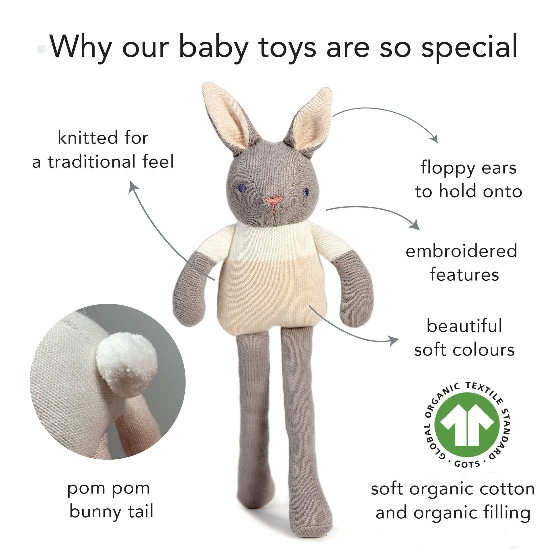 Baby Threads Grey Bunny Doll - REGN