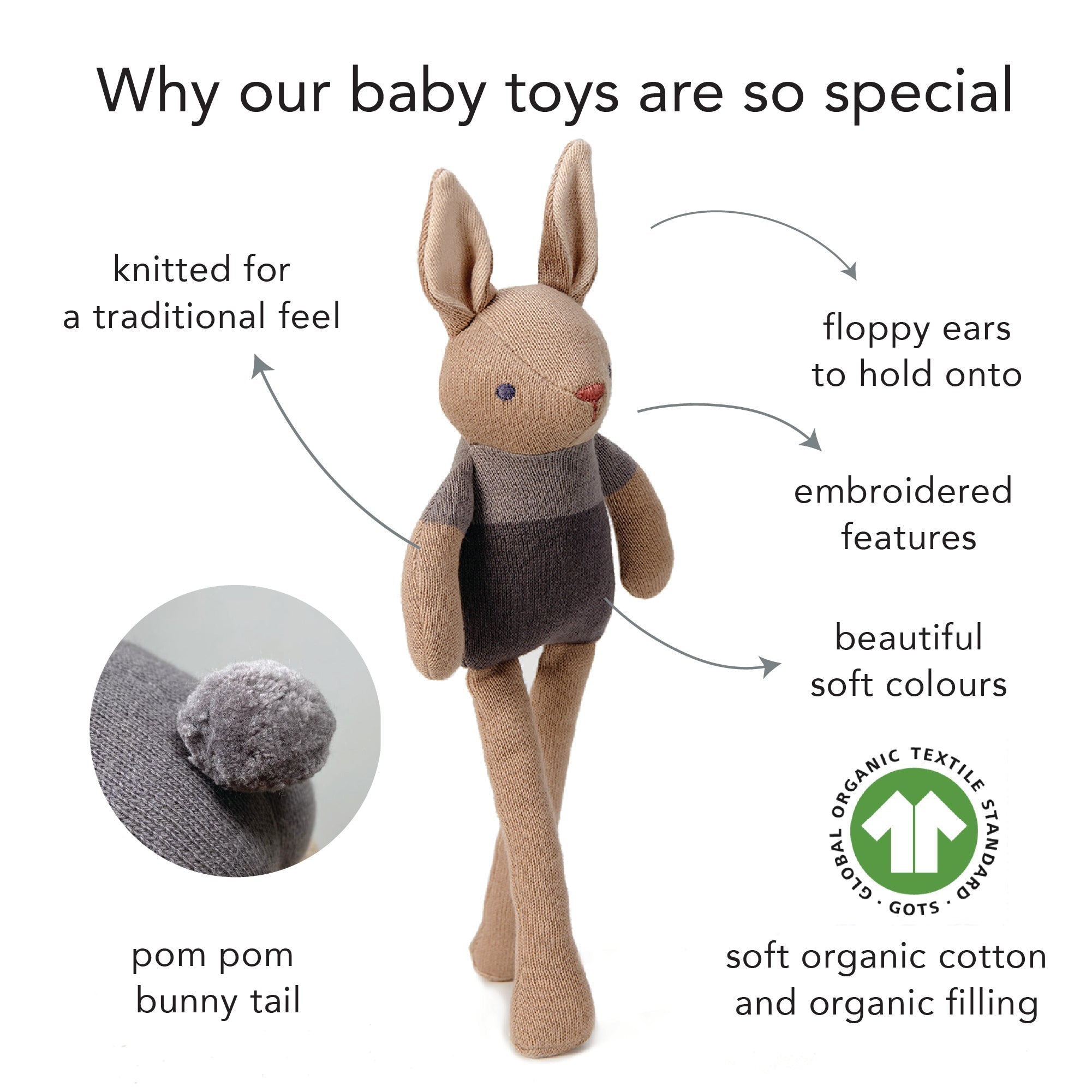 Baby Threads Taupe Bunny Doll - REGN
