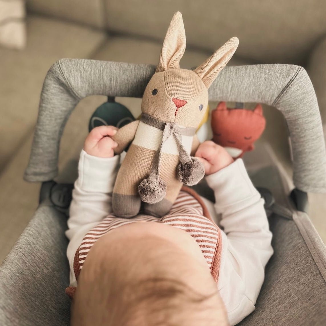 Baby Threads Taupe Bunny Rattle - REGN