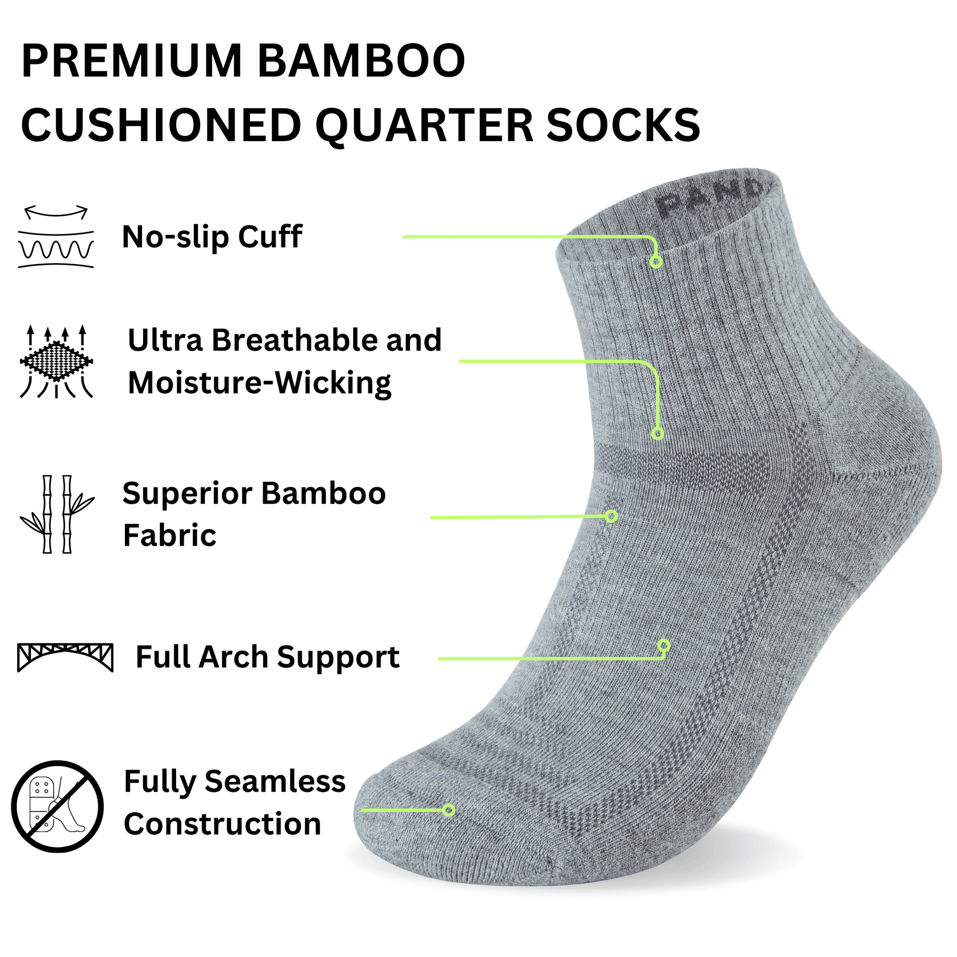 Bamboo Cushioned Quarter Socks - REGN