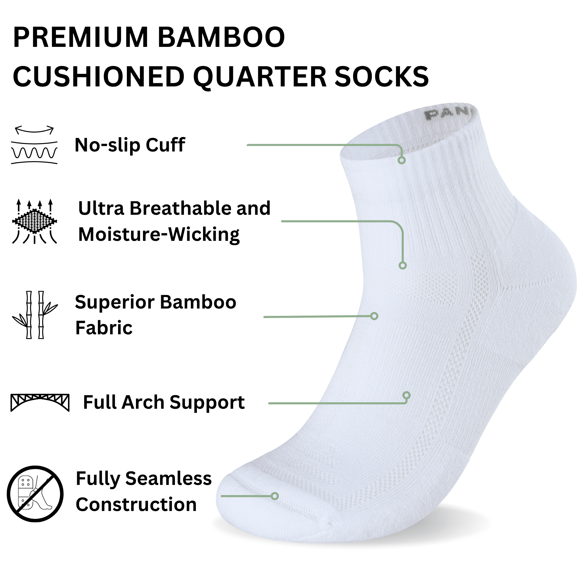 Bamboo Cushioned Quarter Socks - REGN