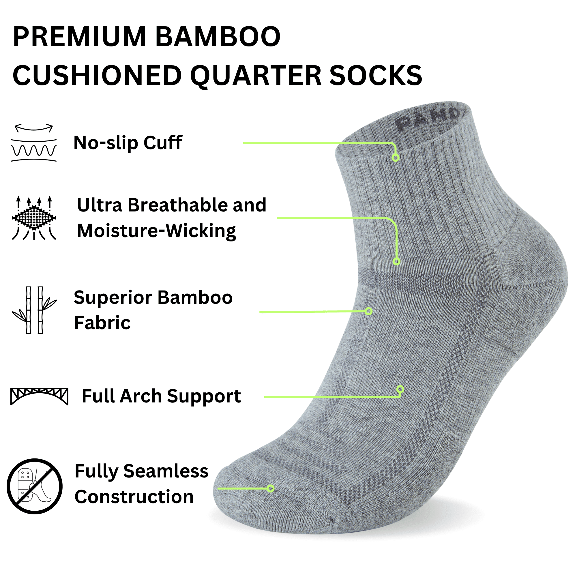 Bamboo Cushioned Quarter Socks - REGN
