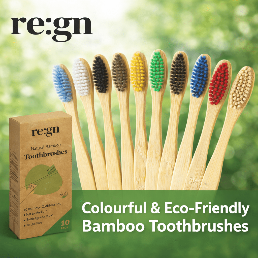 Bamboo Eco Friendly Toothbrushes Multi Colour 10 Pack - Adult - REGN