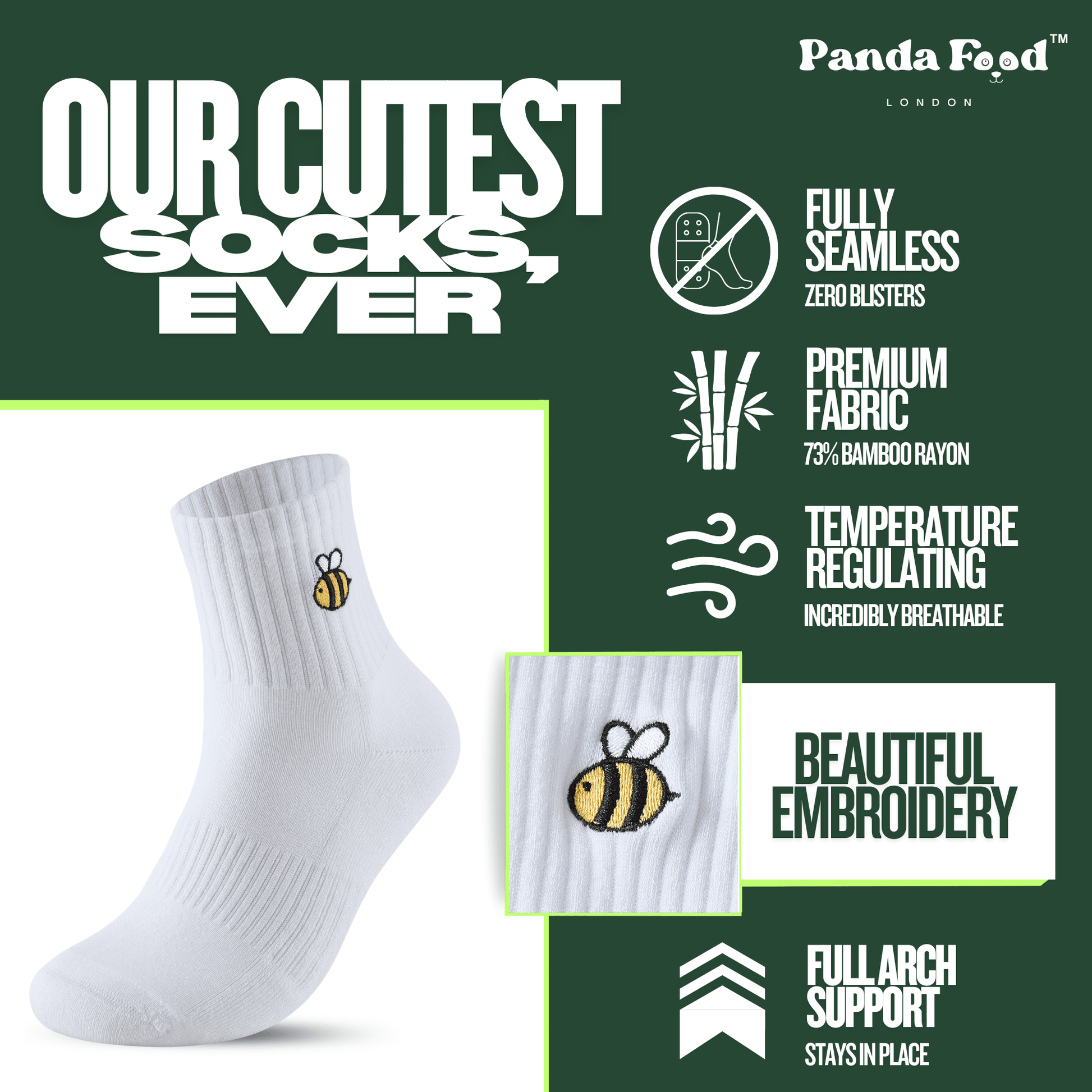Bamboo Embroidered Animal Socks - REGN
