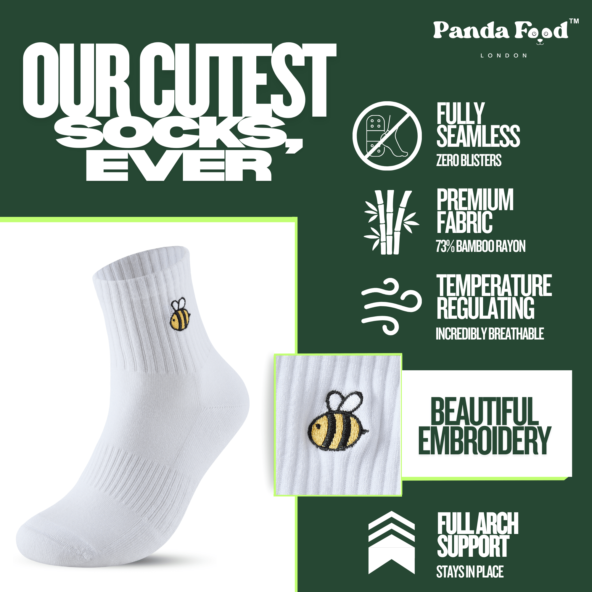 Bamboo Embroidered Animal Socks - REGN
