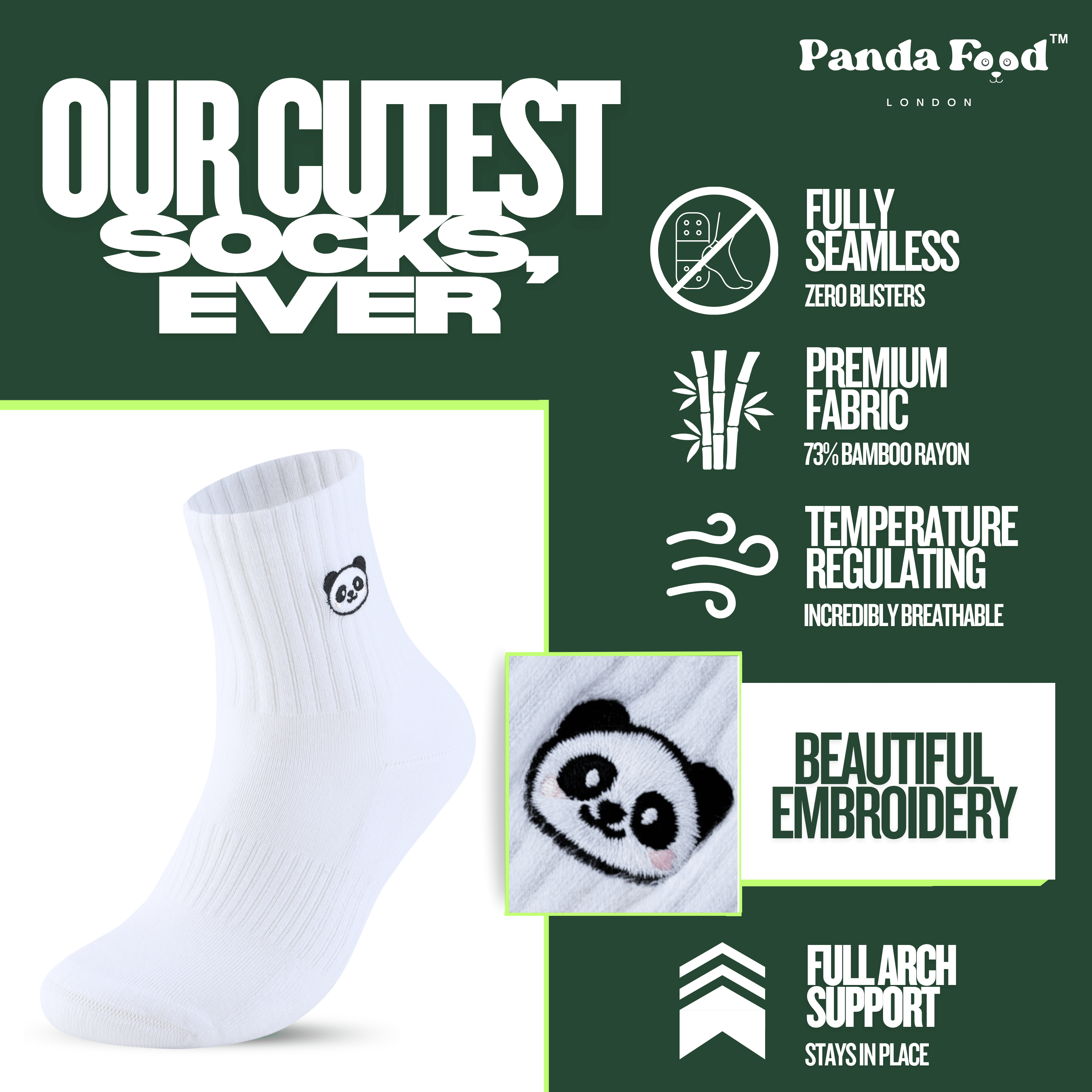 Bamboo Embroidered Animal Socks - REGN
