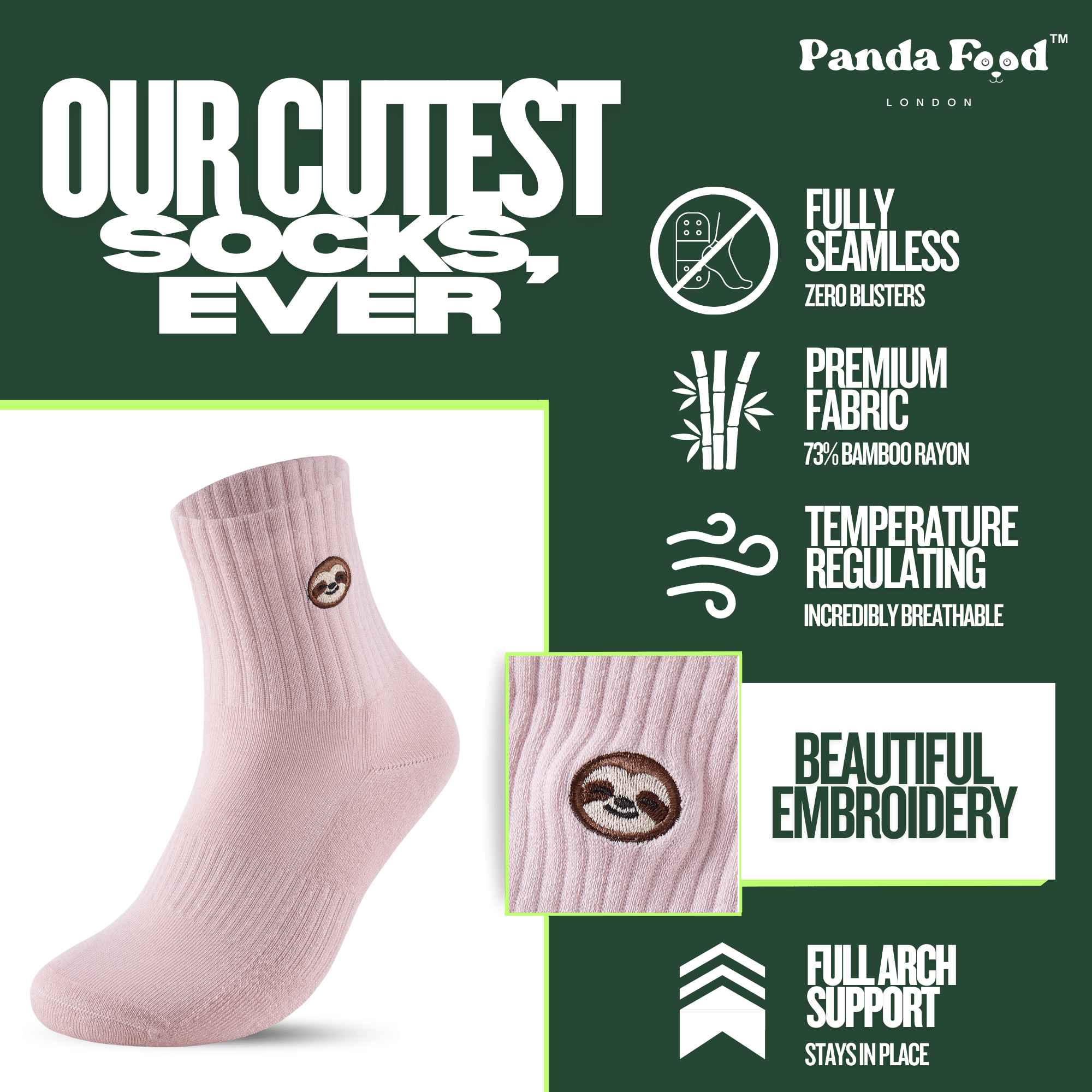 Bamboo Embroidered Animal Socks - REGN