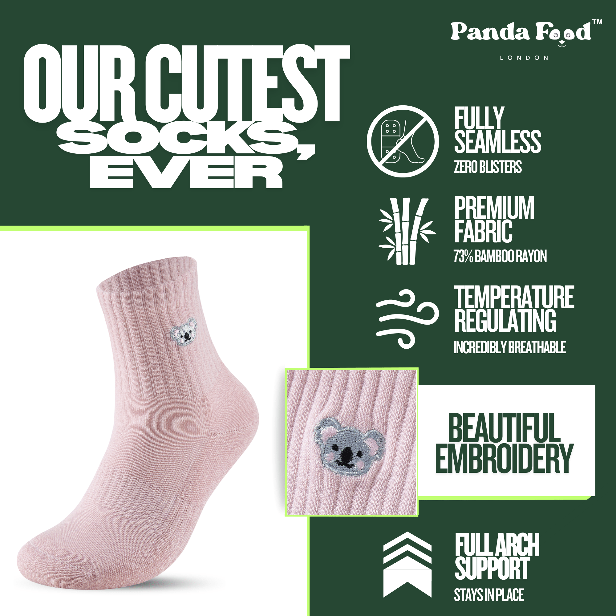 Bamboo Embroidered Animal Socks - REGN