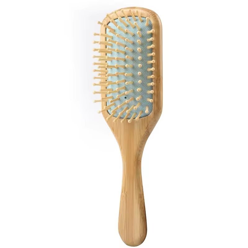 Bamboo Plastic Free Hair Brush For All Hair Types, Easy To Clean Hairbrush - Blue - REGN