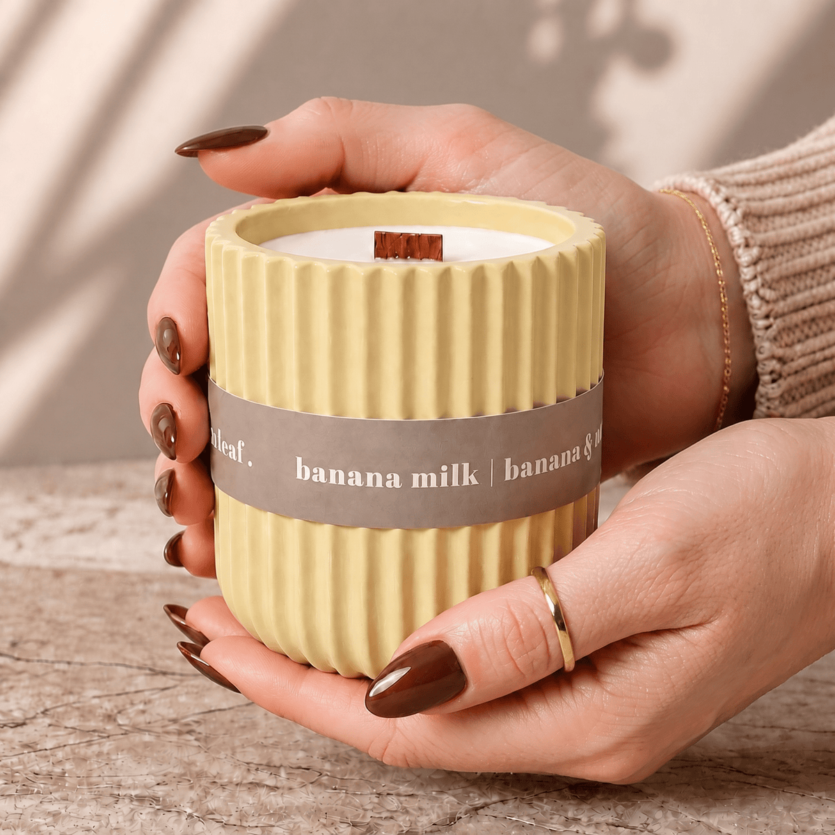 Banana Milk Scented Soy Wax Candle | Pastel Yellow Jesmonite | 135g - REGN