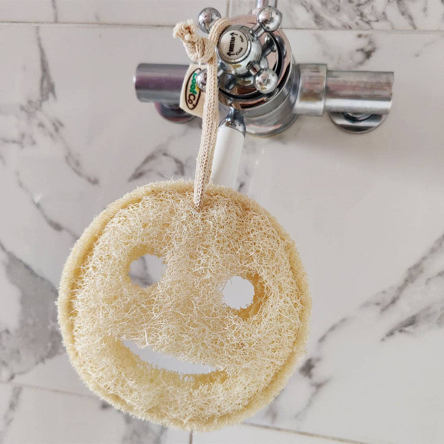 LoofCo Bath-Time Smile Loofah Pad – Natural Exfoliating Body Sponge