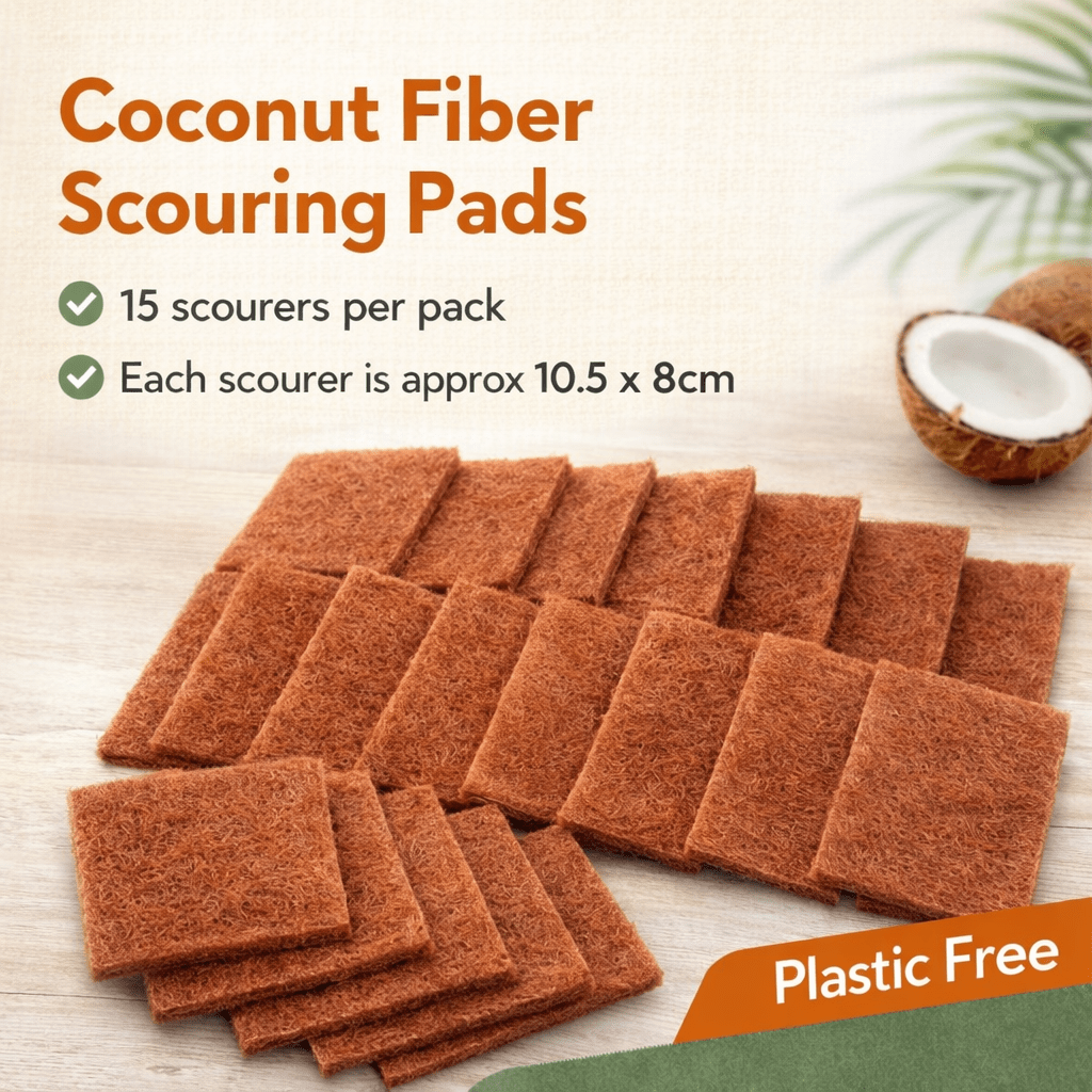 Biodegradable Coconut Kitchen Scourers - Eco Friendly Dish Scrubber Pack of 15 - REGN