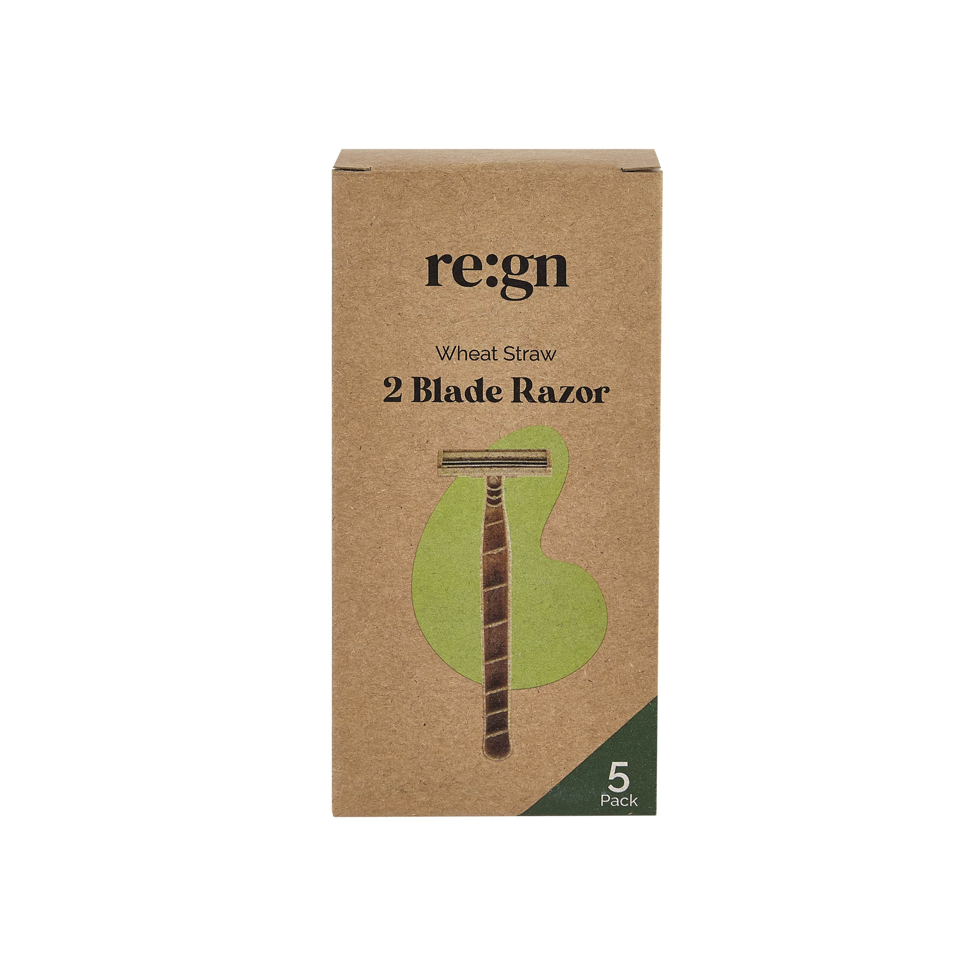 Biodegradable Eco Friendly Disposable Razors - 2 Blade Razors, Wheat Straw Blades , 5 Pack - REGN