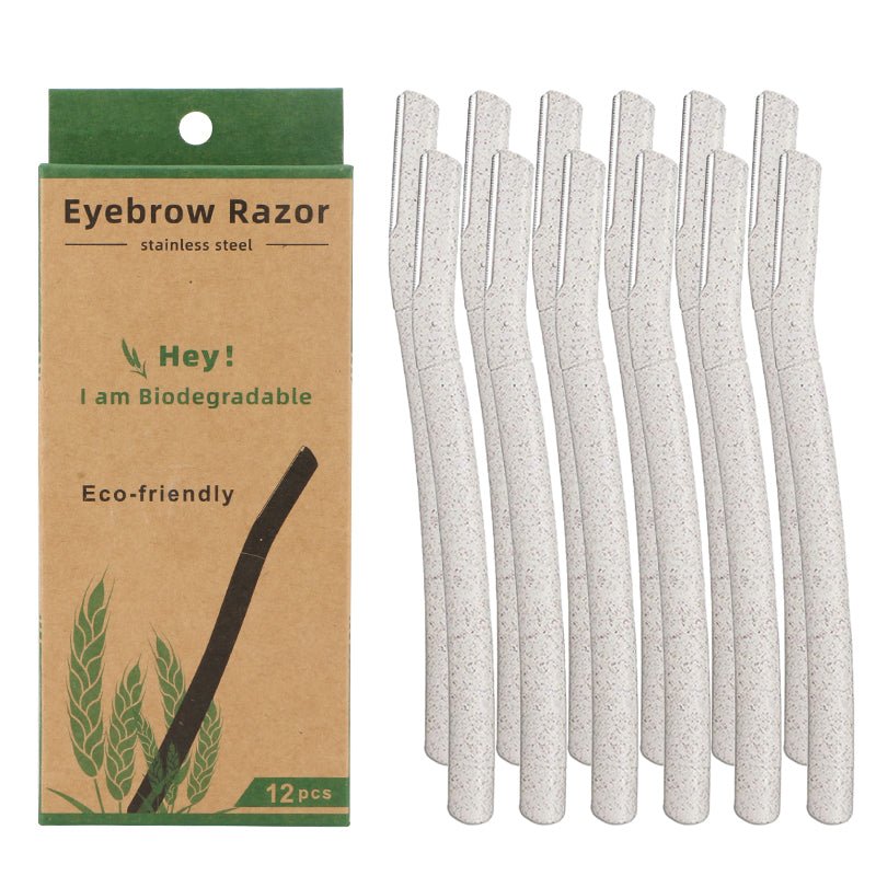 Biodegradable Eco Friendly Eyebrow Razors - Wheat Straw Razor Blades, 12 Pack - REGN