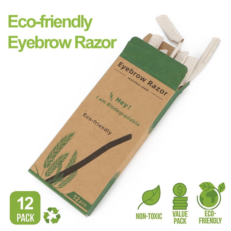Biodegradable Eco Friendly Eyebrow Razors - Wheat Straw Razor Blades, 12 Pack - REGN