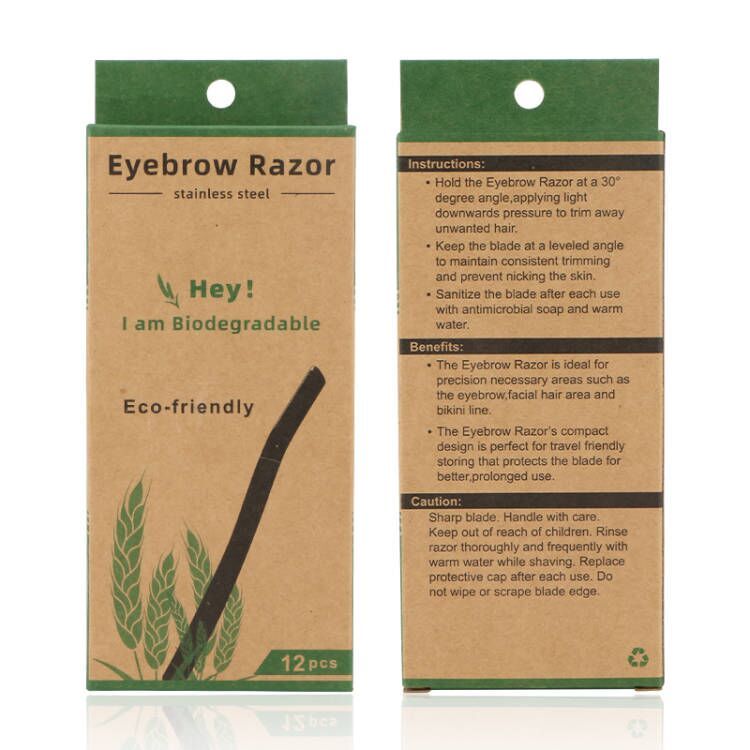 Biodegradable Eco Friendly Eyebrow Razors - Wheat Straw Razor Blades, 12 Pack - REGN